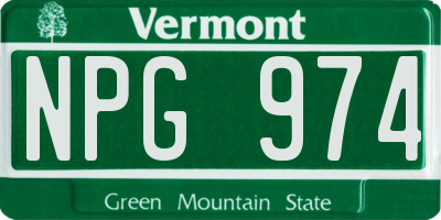 VT license plate NPG974