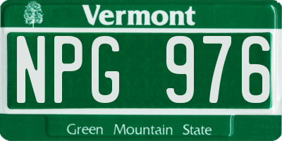 VT license plate NPG976