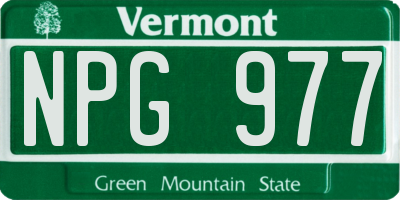 VT license plate NPG977