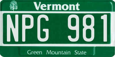 VT license plate NPG981