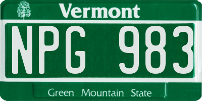 VT license plate NPG983