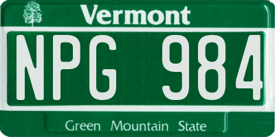 VT license plate NPG984