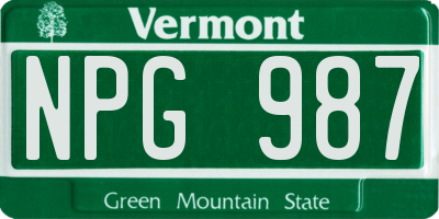 VT license plate NPG987