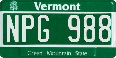 VT license plate NPG988