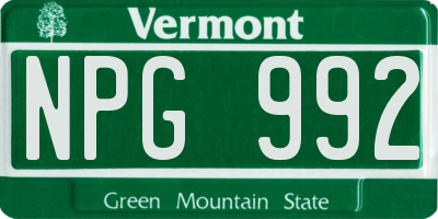 VT license plate NPG992