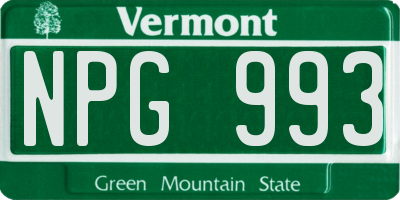 VT license plate NPG993