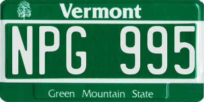 VT license plate NPG995