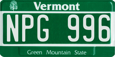 VT license plate NPG996