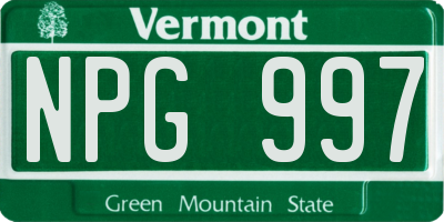 VT license plate NPG997