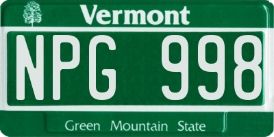 VT license plate NPG998