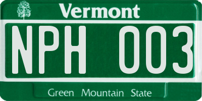 VT license plate NPH003