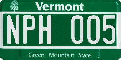 VT license plate NPH005