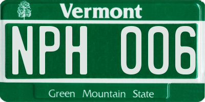 VT license plate NPH006