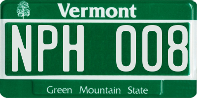 VT license plate NPH008