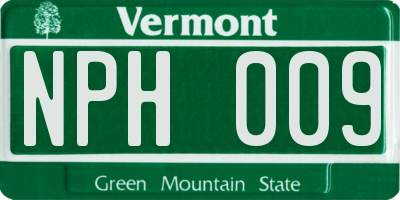VT license plate NPH009