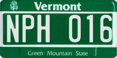 VT license plate NPH016