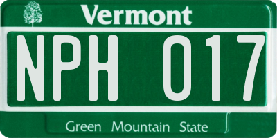 VT license plate NPH017