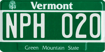 VT license plate NPH020