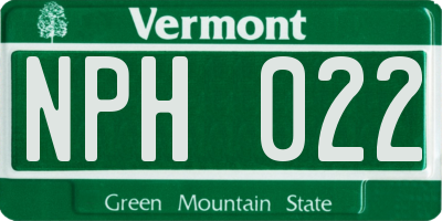 VT license plate NPH022
