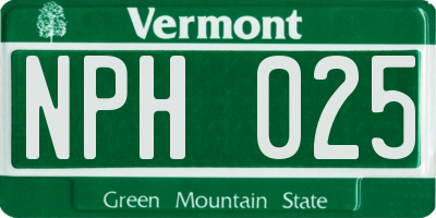 VT license plate NPH025