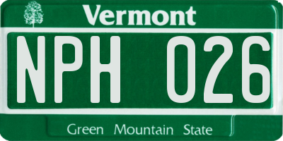 VT license plate NPH026
