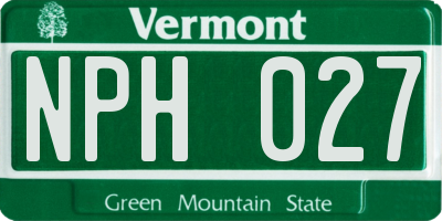 VT license plate NPH027