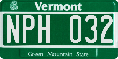 VT license plate NPH032