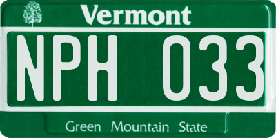 VT license plate NPH033