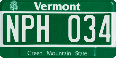 VT license plate NPH034