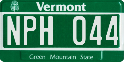 VT license plate NPH044