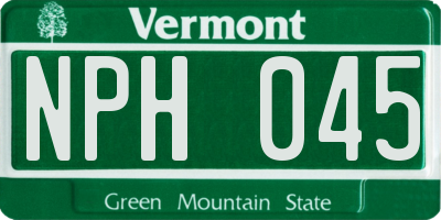 VT license plate NPH045