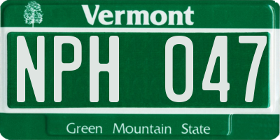 VT license plate NPH047