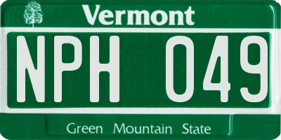 VT license plate NPH049