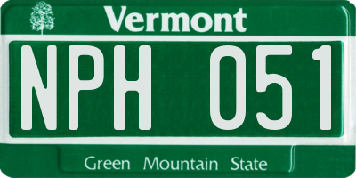 VT license plate NPH051