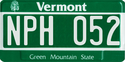 VT license plate NPH052