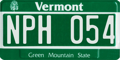VT license plate NPH054