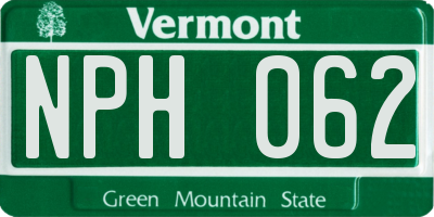 VT license plate NPH062