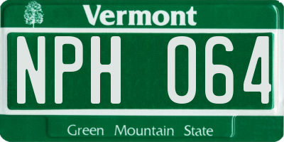 VT license plate NPH064