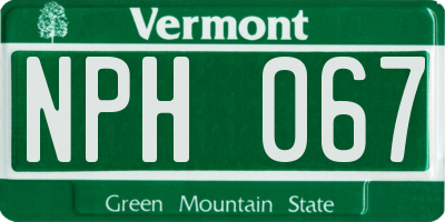 VT license plate NPH067