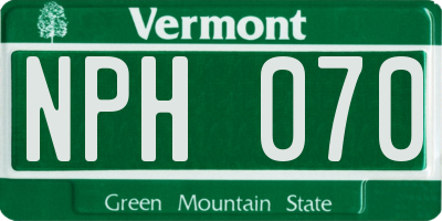 VT license plate NPH070