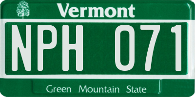 VT license plate NPH071