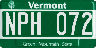 VT license plate NPH072