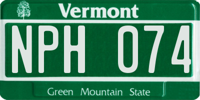 VT license plate NPH074
