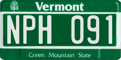 VT license plate NPH091