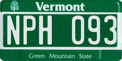 VT license plate NPH093