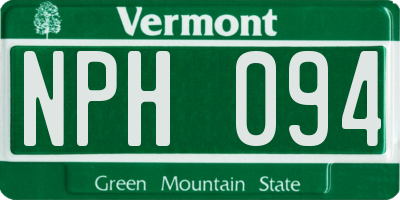 VT license plate NPH094