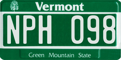 VT license plate NPH098
