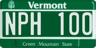 VT license plate NPH100