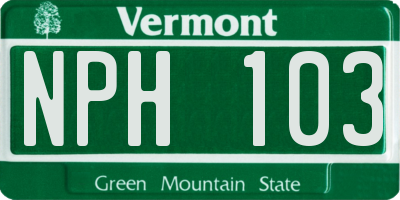 VT license plate NPH103