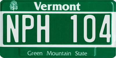 VT license plate NPH104